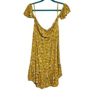 Mossimo Floral Off The Shoulder Mini Dress Yellow & White Size Medium